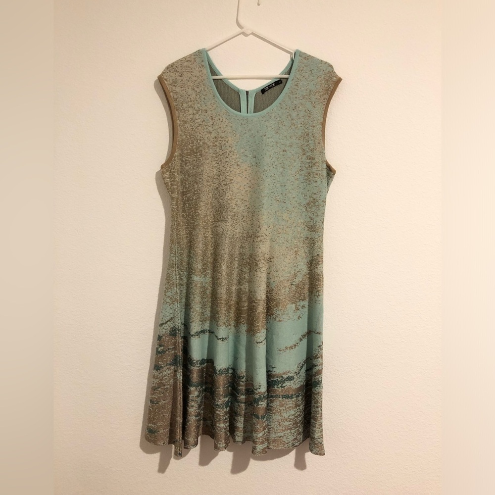 Nic+Zoe Fit & Flare Dress Womens XL Champagne Mint Sleeveless Meadows Twirl Mini